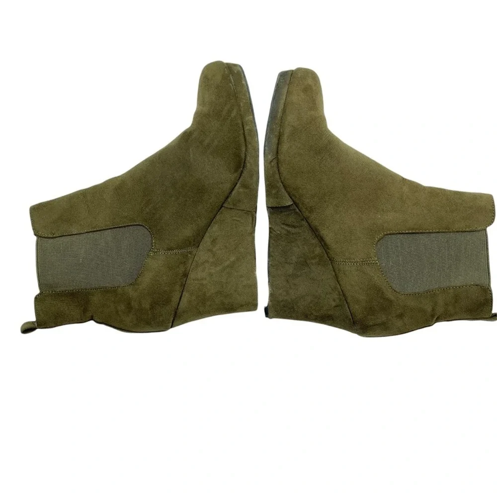 Dolcetta‎ Tracy wedge heel ankle boots booties Size 8 Olive Green